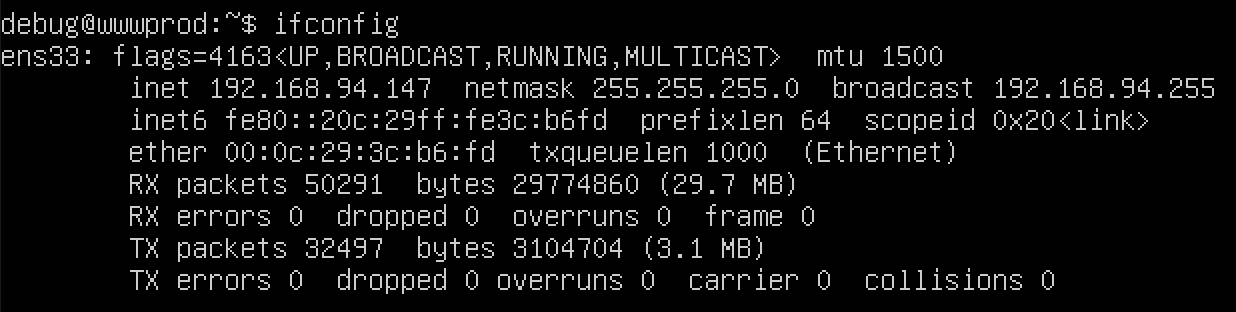 ifconfig result